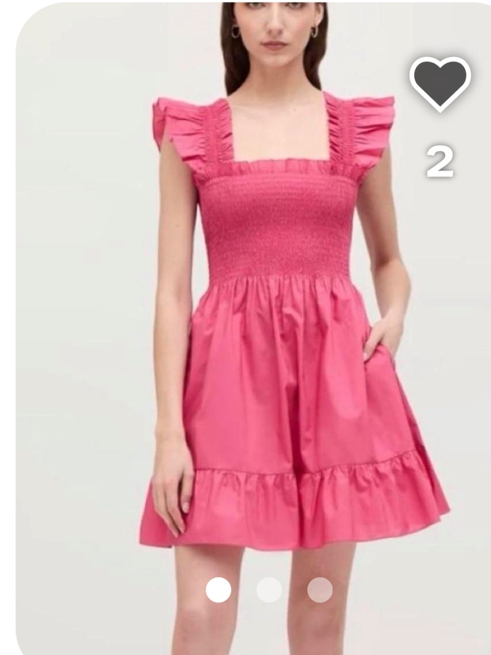 Hill House Mini Dress in Bright Pink with Ruffle Straps